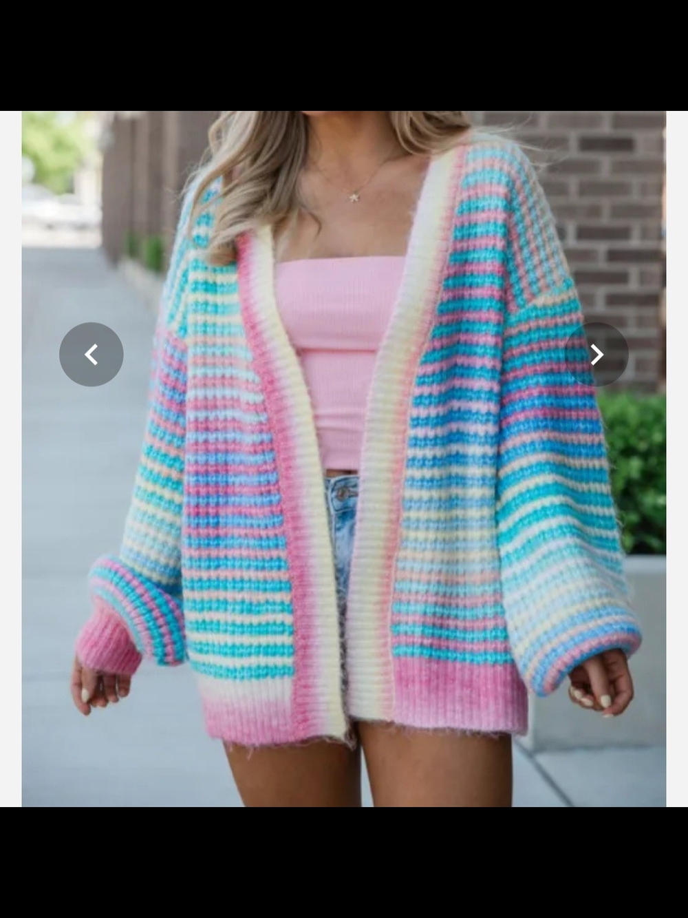 Polagram Gradient Pastel Multi-Stripe Open Cardigan Sweater
